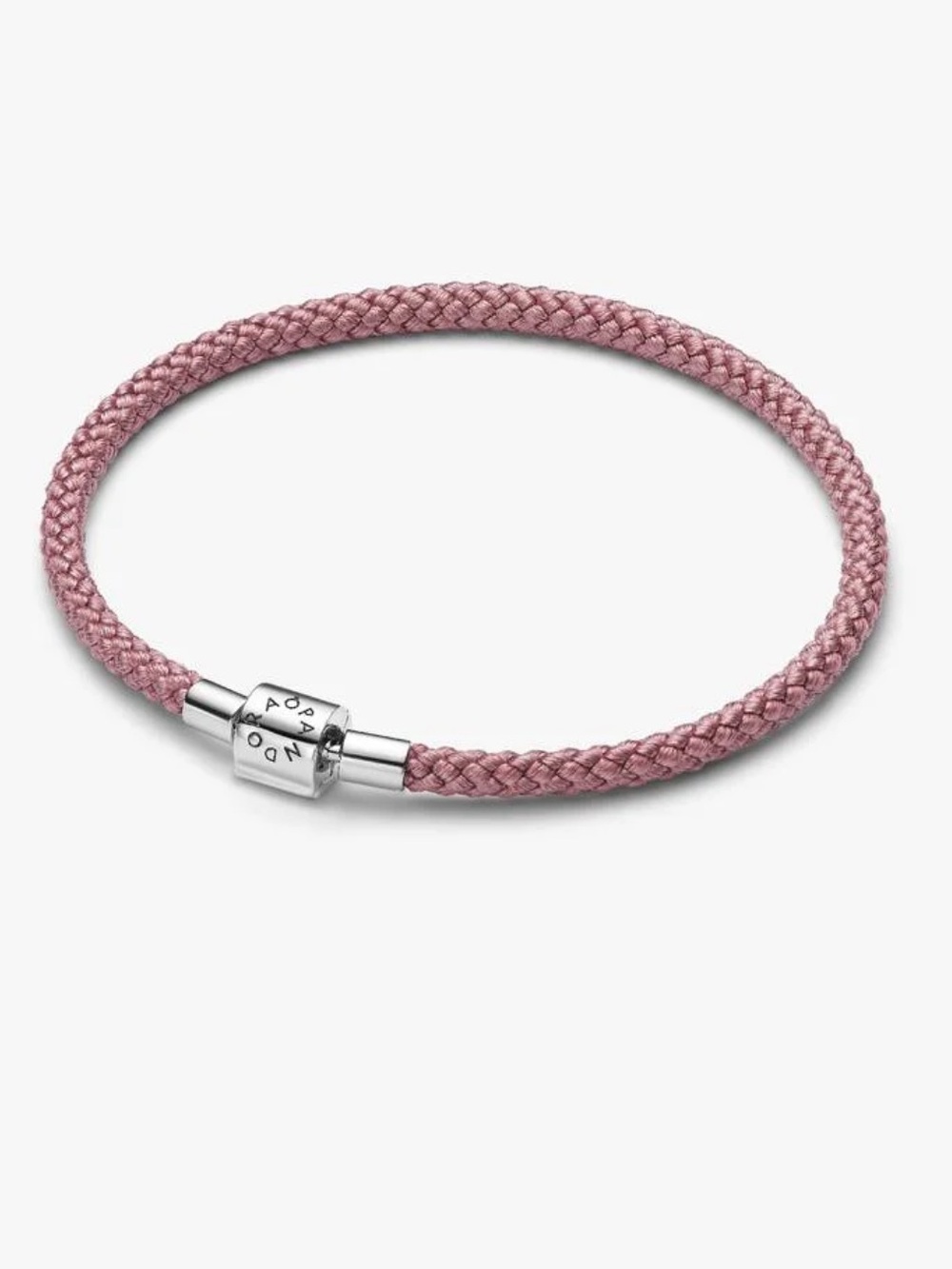 Pandora Braided Shimmer Pink Cord Bracelet with Silver Clasp NWT